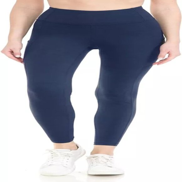 Women Prem 240GSM 7/8 Length Active Plus Leggings w/Pockets Navy 1X-3X - Picture 2 of 5